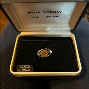 Vintage Pierre CARDIN Tie Clip with Genuine Tigers eye